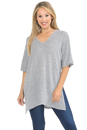 OVERSIZE V-NECK SHORT SLEEVE T ...